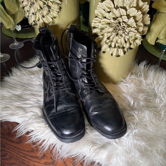 Men's Black Leather Boots - Picture 1 of 3